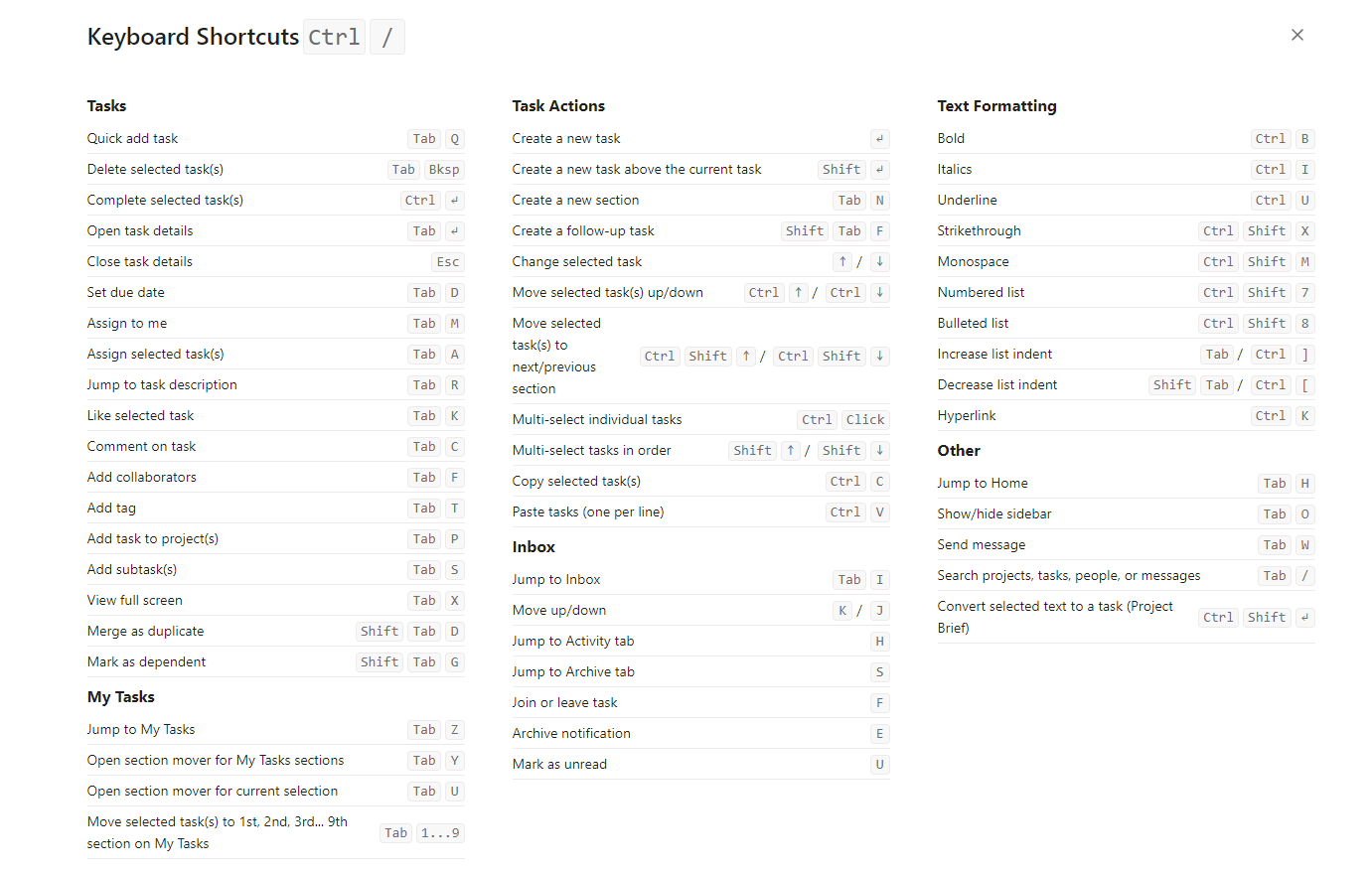 Keyboard Shortcuts