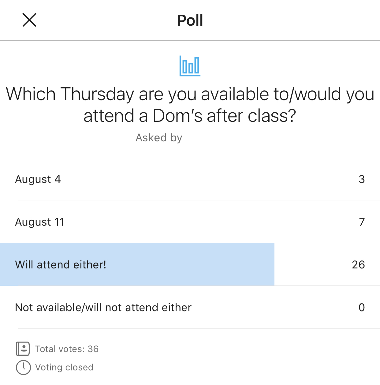 Example of a GroupMe poll