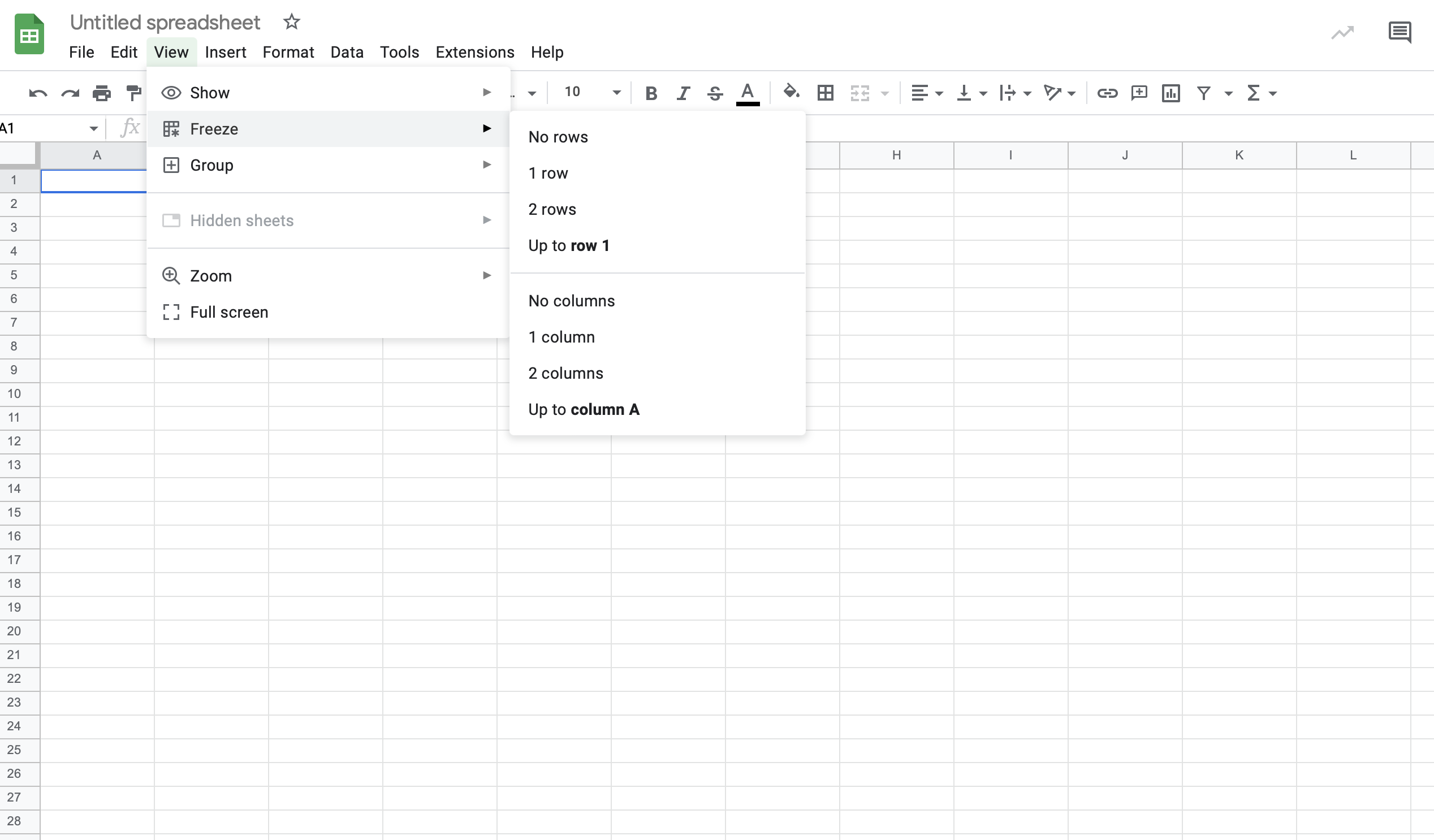 Freeze Rows and Columns